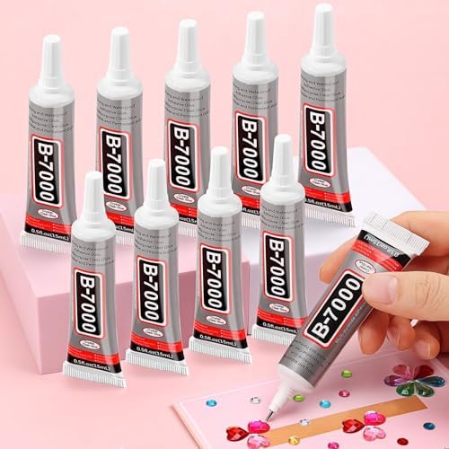 cridoz B7000 Jewelry Glue for Rhinestones,10Pack Flexible Super Glue Gel with Precision Tip Multi Function Clear Gem Glue Fabric Adhesive for Cloth Metal Stone Bead Jewelry Making Wood Glass