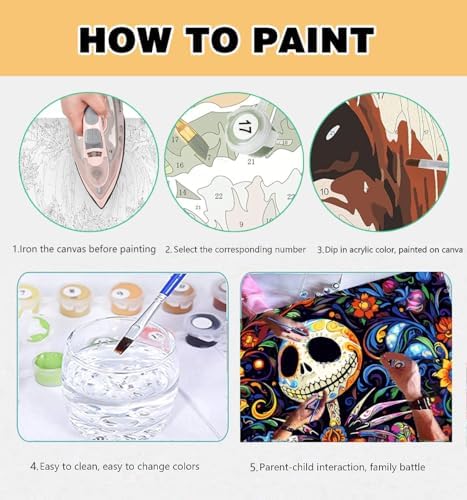 Meothan Paint by Numbers Kit for Adults Beginner 16x20 inch (Without Frame) | Nightmare Before Christmas Adult Paint by Number Kits on Canvas, DIY Acrylic Oil Easy Painting by Numbers for Home Wall Decor