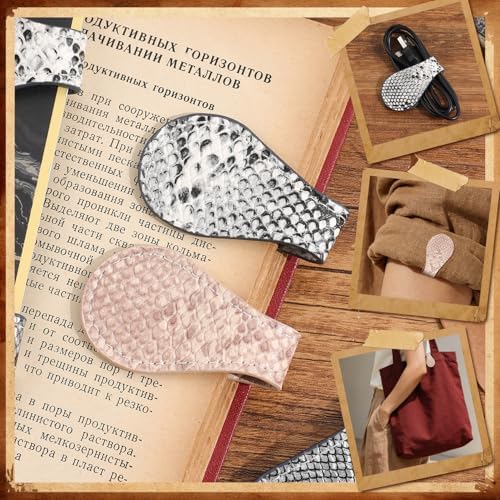 3PCS Vintage Magnetic Leather Bookmark, Leather Magnetic Bookmarks for Women, Magnetic PU Bookmarks Clip Book Accessories, Snakeskin Pattern