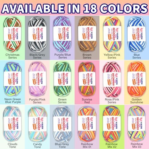 3 Pack Rainbow Beginner Crochet Yarn for Crocheting and Knitting Multicolor Cotton Crochet Yarn for Beginners(Blue Pink Purple)