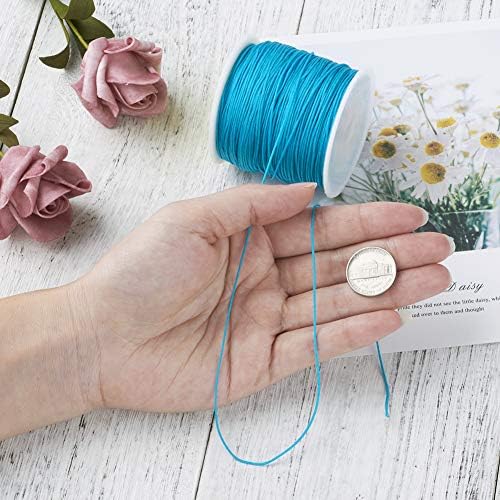 100 Yards 0.8mm Braided Nylon Crafting Thread Chinese Knotting Beading String Macrame Cord Rope for Necklace Bracelet Jewelry Craft Making, DeepSkyBlue