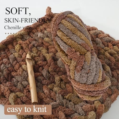 Chunky Yarn for Hand Knitting, No7 Thick Yarn, 250Grams 32Yards, Pack of 4, Perfect for Knitters and Crafters (Marshmallow)