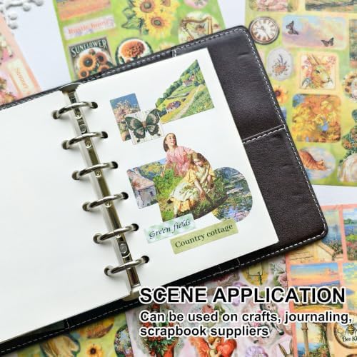 Cottagecore Vintage Floral Sticker Book 30 Sheets 500pcs Scrapbook Ephemera