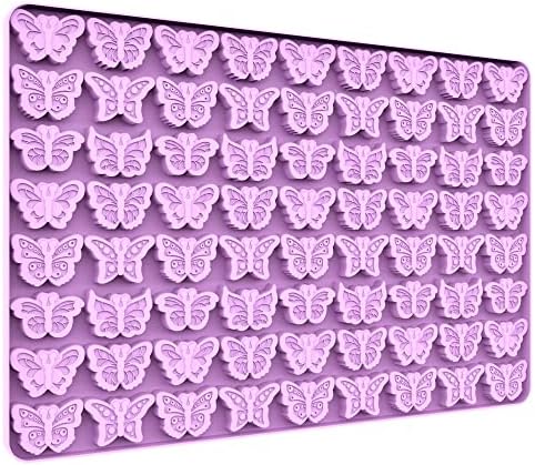 Mini Butterfly Silicone Molds for Chocolate Gummy Candy, Butterfly Mint Molds Ice Cube Molds with Scraper (butterfly)