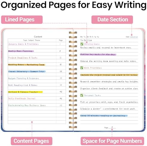 Lined Spiral Journal Notebook, A5 College Ruled Notebook for Note-Taking