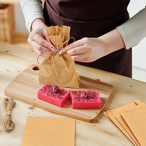Fulmoon 100 Pcs Soap Packaging Paper Bag 5''x8'' with Rope,Solid Color