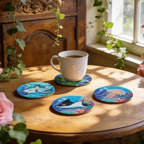 Leatrice Small Diamond Art Coasters Set Diamond Painting Kits for Adults