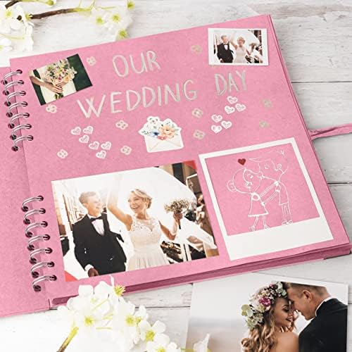Bstorify 10 x 10 Inches Scrapbook Album 70 Pages Pink | Hardcover with Thick 200 GSM Kraft Paper, Ideal for Your Scrapbooking Albums, Art & Craft Projects (Pink, 10 x 10 Inch)
