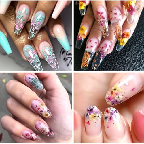 8 Boxs Dried Flowers for Nail Art,Colorful Mini Real Natural Flowers