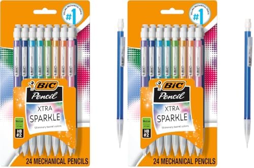 BIC Xtra-Sparkle Number 2 Mechanical Pencils With Erasers, Medium Point (0.7mm), Mechanical Pencils for School Supplies, 24 Count (Pack of 2)