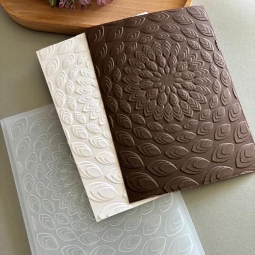 Mandala Petal Geometric 3D Embossing Folder, Radial Pattern Plastic Textured Stencil for DIY Scrapbooking Card Making Paper Crafts