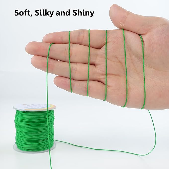 LUSTEMBER 0.8mm Nylon String, Strong Bracelet String, Durable Nylon Cord for Jewelry Making, Bracelets, Beading, Necklaces, Rattail Braiding, Kumihimo, Wind Chimes, Blinds and Handicrafts