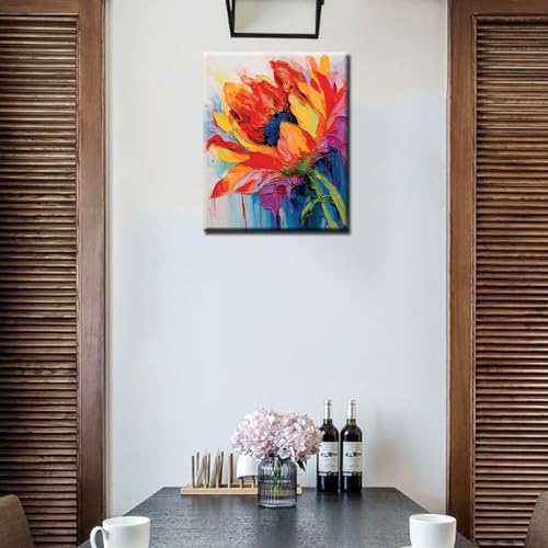 Tulip Flower Paint by Number for Adult,Abstract Graffiti Painting by Number Kits On Canvas, DIY Oil Painting Acrylic Paints,leafage Paint by Numbers for Adults and Kids Beginner（without frame）
