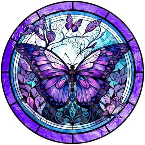 ajepon Butterfly Diamond Painting Kits for Adults - Stained Glass Butterfly Diamond Art Kits for Adults, Butterflies Gem Art Kits for Gift Home Wall Decor (14x14inch)