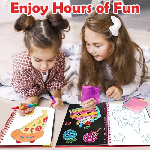 FUNNYB&G Foil Art Craft Kit for Kids, Sparkly Birthday Gift Toy for Girls | No Mess, Kids Ages 4-10 Create Sparkling Artwork, A Creative Gift for Birthdays, Holidays, Travel Activities,Screen-Free Fun