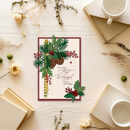 Lapoo Christmas Metal Cutting Die for Scrapbooking, 3D Backgrounds Frame Cutting Dies DIY Album Card Making Decor Paper Metal Die Cuts Party Wedding Decorations (Pinecone 5.5 x 5.1 in)