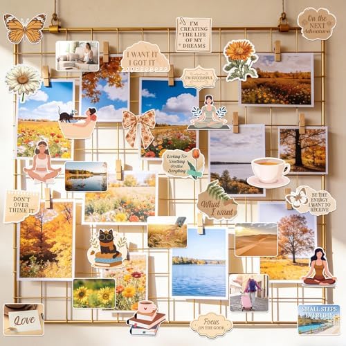 50 Pcs Vision Board Stickers for Women, Positive Affirmation Stickers for Vision Board Supplies Kit, Inspirational Quote Journey Decal Sticker for Adults Teens Planner Accessories (Brown)