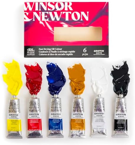Winsor & Newton Griffin Alkyd Fast Drying Oil Paint, Beginners Set, 6 x 37ml Tubes
