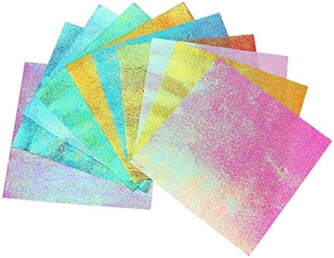 Milisten 50 Sheet Shiny Origami Paper - 10 Colors Square Iridescent Paper for Kids Arts & Crafts Projects