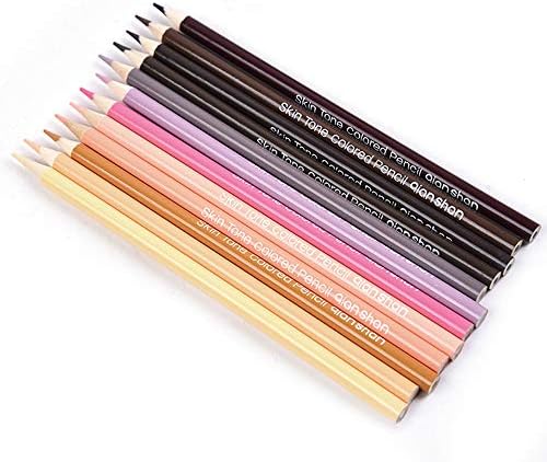 12Skin Tone Colored Pencils Oil Based,Pre-sharpened Wooden Color Pencil Set