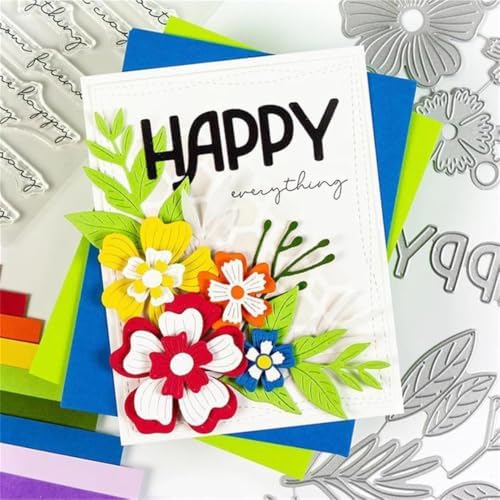 Cutting Dies Metal Stencils Scrapbooking Tools DIY Embossing Template for Paper Card Making Album Arts Crafts Supplies (Flowers Set-11.8x10.3cm)