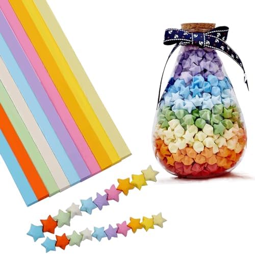 Origami Paper Stars, Colorful Handcraft Origami Lucky Star Paper DIY Paper Arts Creativity Hand Art Crafts (10-color mix (1350) sheets)
