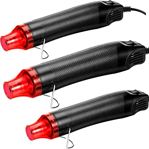 3 Pcs Heat Gun for Crafts Mini Portable Handheld Hot Air Gun for DIY Crafts Embossing Epoxy Resin Shrink Wrapping Vinyl Wrap Drying Paint Clay Cup Turner Candle Making, 300w, Black