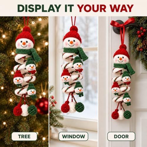 Crochet Snowman Spiral Ornament DIY Kit, Christmas Craft for Adults