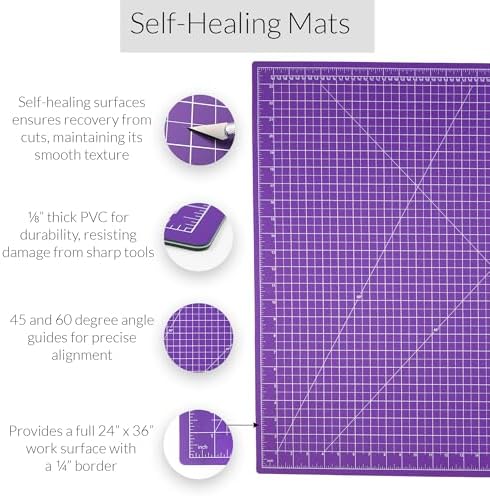 Breman Precision 24x36 Large Self Healing Cutting Mat Purple/Gray for Craft