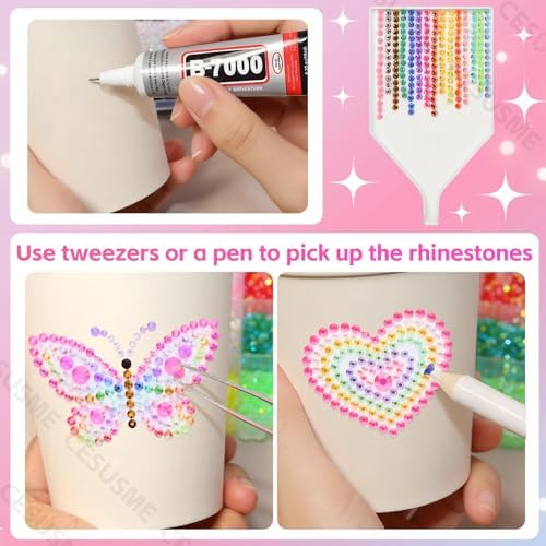 28000Pcs Color Rhinestones Bedazzling Kit, Dark Pink Resin Gems for Crafts