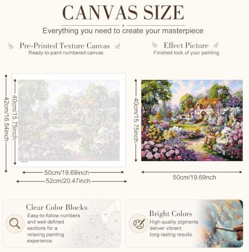 TELMOXA Garden Paint by Numbers Kit for Adults, 16x20 in