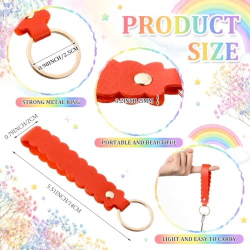 Scalloped PU Leather Keychain Blanks Laser Engraving