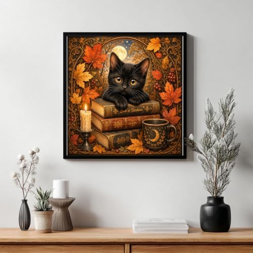 CRZMODE Halloween Paint by Numbers Kit for Adults, Halloween Cat 16x16 inch