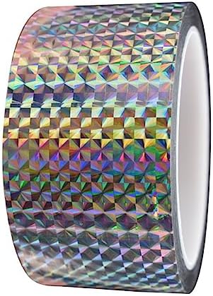 Self-Adhesive Holographic Reflective Tape Prism Tape Holographic Reflective Tape for Keep Birds Away, Craft Projects, DIY Art, Home, Daily Use (Silver, 2 Inch x 55 Yard)