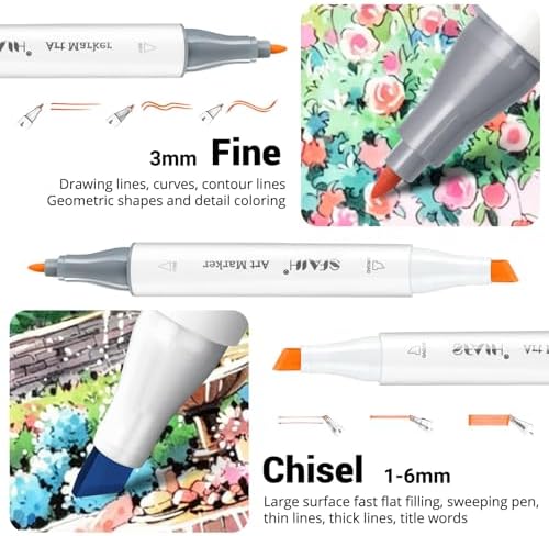 SFAIH Art Pastel Alcohol Markers Chisel & Fine Tip - 51 Dreamy Colors
