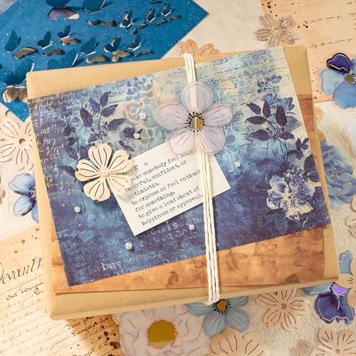 Mayplous 4 Packs Flower Lace Cutouts Decorative Paper & Sticker Set Floral Butterfly Plant Shapes Scrapbooking Die-Cut Paper Shiny Stickers for Journal Card Making Collage Craft (Sophie)