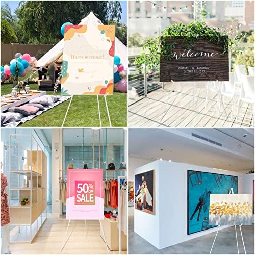 DANMO Easel Stand for Wedding Sign Poster 63'' Instant Display Easel for Floor Adjustable Metal Art Easel White 3 Pack