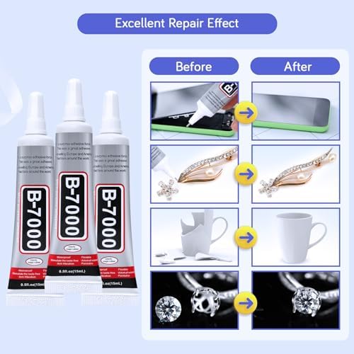 FITTDYHE 3PCS Jewelry Glue - 15ML/0.5fl oz Clear DIY Craft Glue for Rhinestones, Waterproof Strong Bond Adhesive for Phone Repair, Nail Art, Shoes, Fabric, Metal, Glass