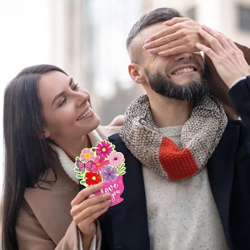 36 Set Valentines Day DIY Craft for Kids - Flower Card Making Kit with Greeting Cards Stickers Envelopes Set Gifts for Classroom School Activities
