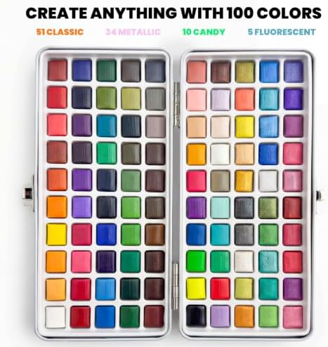 JusArt 100 Colors Watercolor Paint Set,Travel Watercolor Set with Handbag