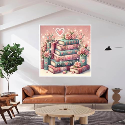 Dugsmgd Book Diamond Art Kits for Adults, Pink Diamond Painting 14x14in