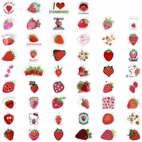100Pcs Strawberry Stickers & Laptop Decals - Strawberry Birthday Party Decorations, Gifts for Women & Men