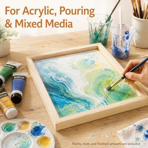 APACALI 8 Pack Unfinished Wood Canvas Boards for Painting, Approx. 11.6 x 5.8 Inch Rectangular Cradled Wood Panels, 3/4 Inch Deep Blank Wood Art Boards for Acrylic, Pouring, Mixed Media and Crafts