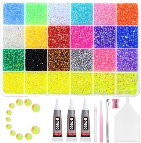 28000 Pcs Color Rhinestones Bedazzling Kit, Yellow Resin Gems with Tools