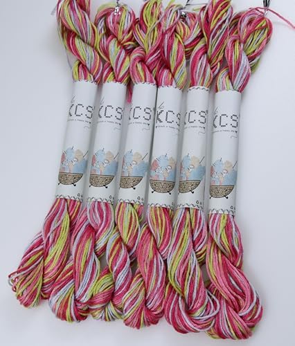 KCS Big skeins of 25 Meters Size 25 Color Variegated Cross Stitch Stranded Threads,6 skeins,4502