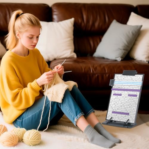 UNIMEIX Paper Stand Chart Knitting Pattern Holder with 8 Replacement Magnets Cross Stitch Supplies and Accessories for Crafts Work, 12" L x 8.4" W