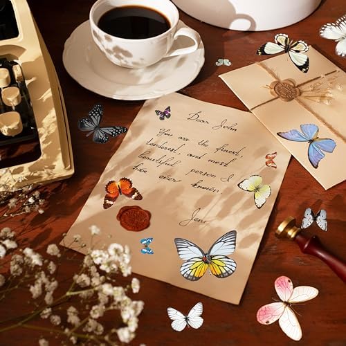 400+ PCS Realistic Butterfly Stickers, Self-Adhesive PVC Vintage Butterfly Stickers for Scrapbook, Laptop, Journal, DIY Project, Window, Envelope Spring Themed Party Decors