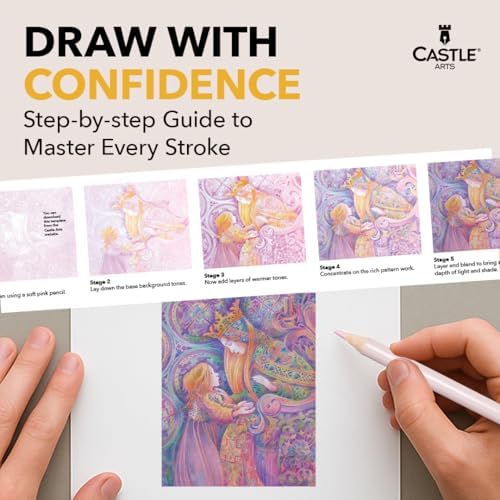 Castle Art Supplies 48 Pastel Colored Pencils for Adults - Premium Quality