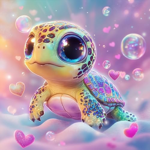 Diamond Art Kits for Adults, 5D Cute Sea Turtle Diamond Painting Kit