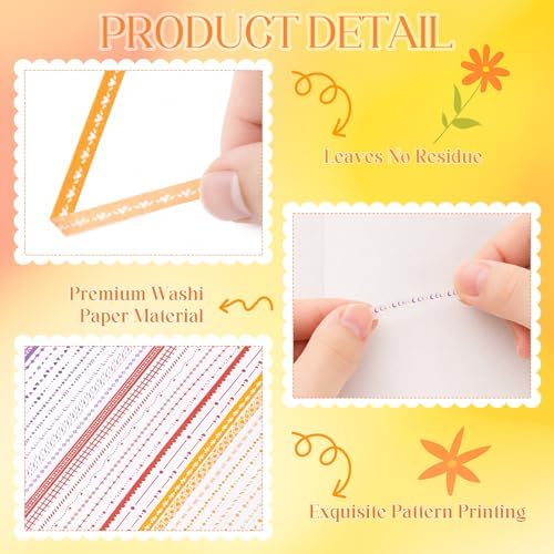 EORTA 30 Rolls Pastel Floral Washi Tape Set, Thin 5mm Skinny Masking Tape (0.19 Inch Wide), Decorative Planner Tape for Scrapbooking, Journaling, Gift Wrapping & DIY Crafts (Bright Colorful Mix, 5mm)